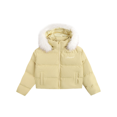 ATRY可拆卸毛领连帽短款羽绒服