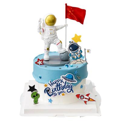 太空主题生日蛋糕装饰宇航员摆件