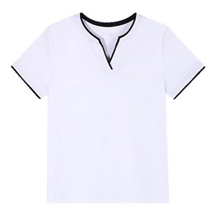 正肩v领短袖t恤女2025新款夏季爆款高端洋气女装减龄上衣半袖体恤