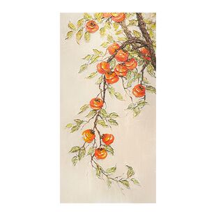 事事如意玄关手绘油画立体柿子肌理画新中式客厅装饰画大幅挂画
