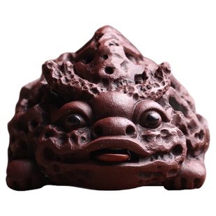 宜兴紫砂茶宠摆件太湖石招财金蟾名家陈洪军纯全手工精品可养茶玩