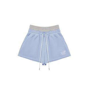 Called Back运动休闲短裤女2026春夏新款双腰头设计蓝色抽绳裤子