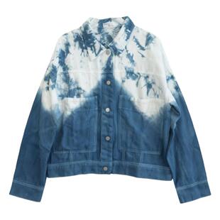 2025春秋扎染牛仔外套女蓝白渐变宽松bf风复古港味百搭牛仔衣女潮