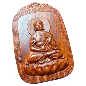 守护神木雕小叶紫檀菩萨吊坠挂件本命佛檀木方牌十二生肖平安佛牌