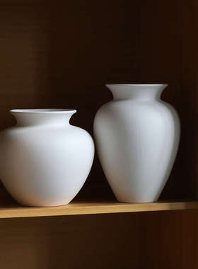 陶瓷花瓶摆件客厅插花大口径白色高级感水培水养鲜花复古型