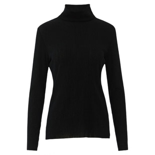 AUM噢姆纯黑色加厚紧身高龄T恤休闲长袖女款打底衣