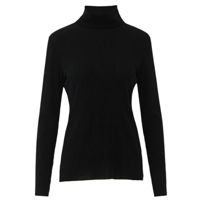 AUM噢姆纯黑色加厚紧身高龄T恤休闲长袖女款打底衣