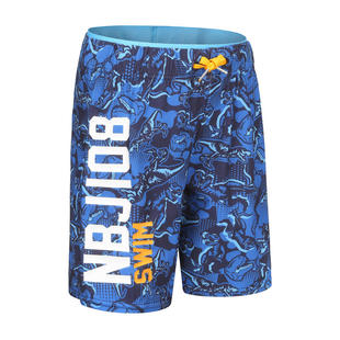 迪卡侬儿童沙滩裤男童五分泳裤大童宽松快干海边休闲游泳男孩KIDK