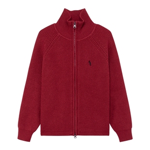 左西童装男童红色开衫毛衣加厚针织衫外套2025新款男孩大童新年服