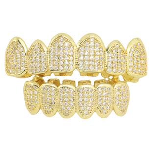 嘻哈锆石牙套hiphop金满锆石饰品grillz表演说唱teeth男女潮牙齿