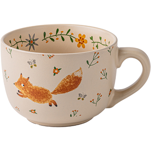 芦苇〖酷跑狐〗创意陶瓷马克杯水杯个性早餐杯大容量酸奶碗燕麦杯