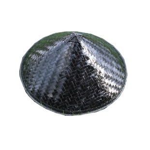 黑色竹编斗笠帽跳舞表演道具红色古风男女侠客帽子双面色蓑衣帽子