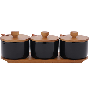 日式陶瓷调料收纳盒高颜值调料罐厨房家用高端调味盐罐作料盒带盖