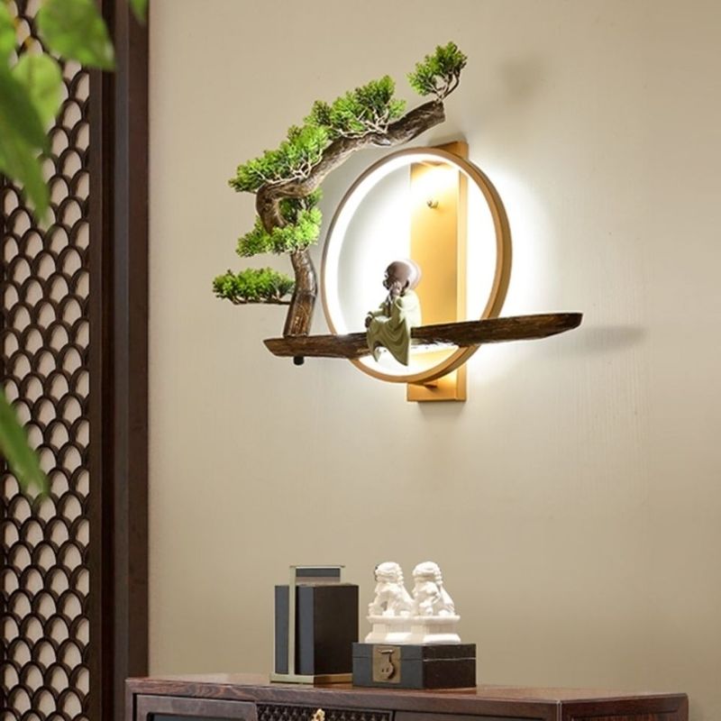 新中式创意禅意壁灯卧室床头书房中国风背景墙壁灯茶室过道走廊灯