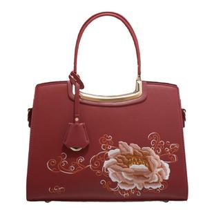 【牡丹花繁】国风包包2026红色刺绣新娘手提包大气妈妈结婚包礼物