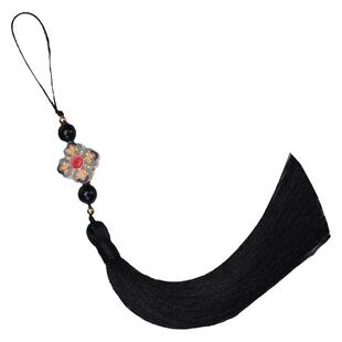 景泰蓝四叶草流苏 国潮复古穗子挂件古风服装饰品搭配团扇坠剑穗