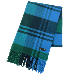 23区日系春季纯山羊绒针织长方巾流苏围巾格子披肩围脖商场同款