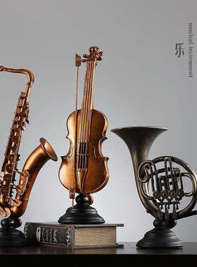 小提琴复古乐器摆件欧式创意家居饰品红酒架书架酒柜客厅桌面摆设