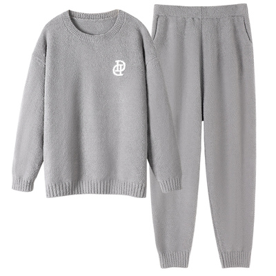 睡衣男秋冬加厚保暖珊瑚绒半边绒