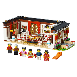 中国积木春节80101年夜饭80102舞龙舞狮新年金桔发财树音乐盒礼物