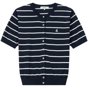 【新品】BEANPOLE滨波2026年春夏季女士休闲短袖针织条纹开衫上衣