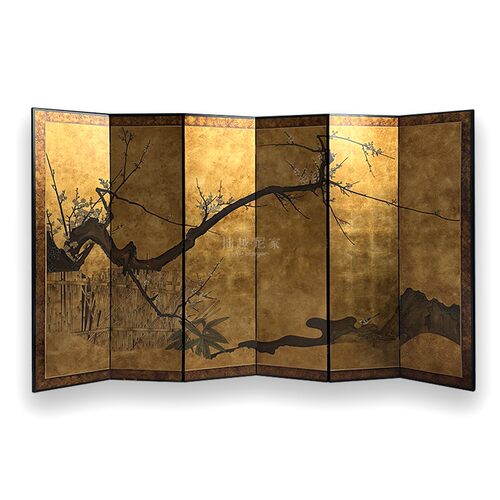 Ni+尼家古典中式入户屏风梅花隔断客厅遮挡酒店民宿装饰禅意折屏