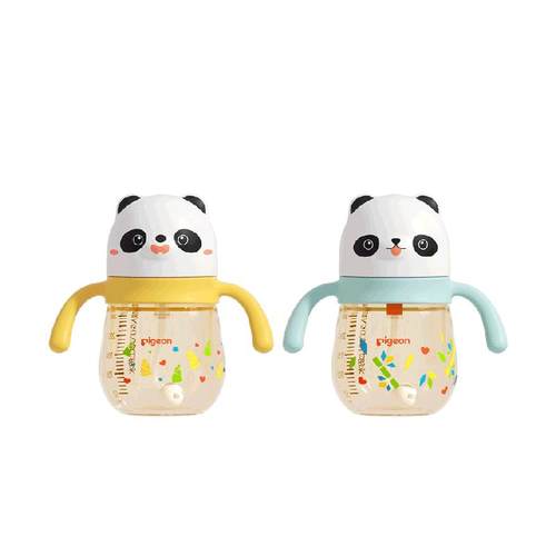 Pigeon贝亲儿童熊猫吸管水杯PPSU学饮杯奶瓶婴儿喝水喝奶