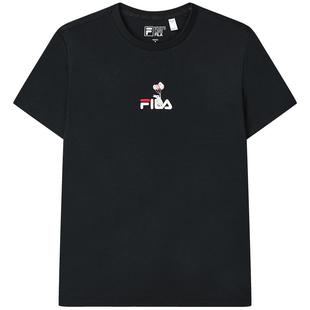 FILA 斐乐官方女子短袖T恤衫夏季休闲百搭丝柔棉兔子刺绣运动上衣