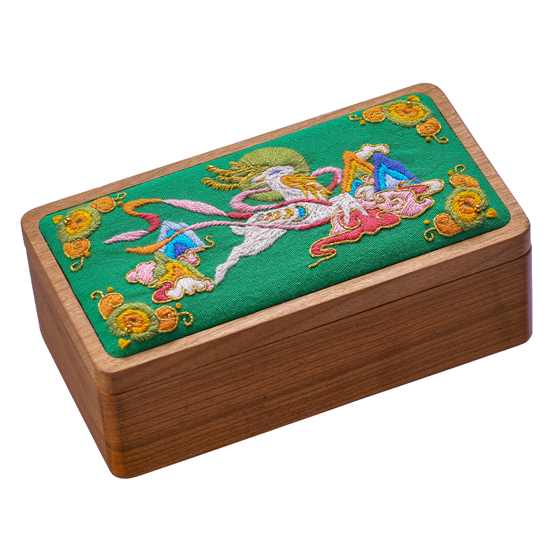 王的手创 刺绣手工diy材料包首饰木盒成品结婚礼物立体自绣敦煌