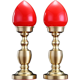 圆通佛具台湾万玉堂黄铜供灯财神灯供佛灯关公进宝波灯电蜡烛家用