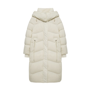 MESUX米岫25冬量感暖核都市拼接高领连帽面包长款羽绒服MNWSL402