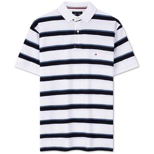 【复古条纹】Tommy春夏男装珠地网眼休闲通勤合身短袖T恤POLO衫