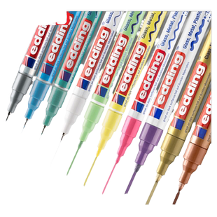 德国edding750油漆笔防水耐高温耐酒精轮胎卡钳金属补漆塑料零件模型DIY彩绘笔油性防水不易掉色工业记号笔