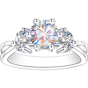 999纯银戒指闭口女款女士女莫桑钻钻戒情侣对戒婚戒结婚求婚女戒