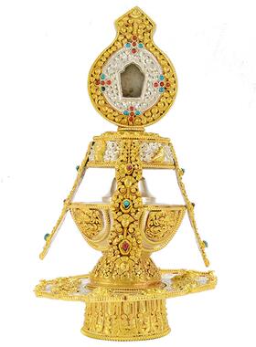 藏村铜鎏金银摆件尼泊尔手工花纹