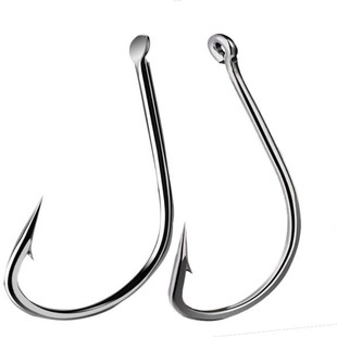 管付丸世鱼钩有倒刺长柄进口带圈散装歪嘴有孔锚鱼鲈鱼路亚海钓钩