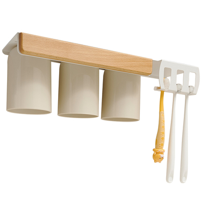 镜柜下轻奢白色磁吸漱口杯免打孔