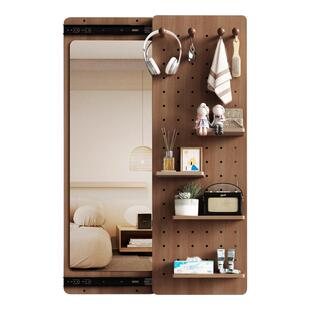 洞洞板穿衣镜一体隐形玄关镜子实木全身镜家用隐藏挂墙推拉试衣镜