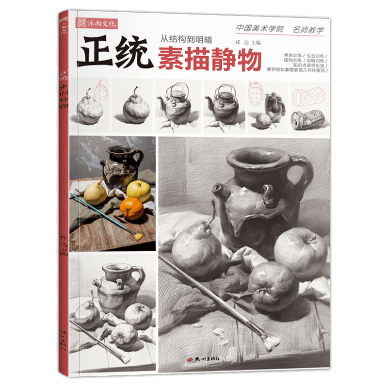 正统素描静物  零基础石膏几何体临摹范本单体组合技法美术绘画画册高中初学新手照片对画高考联考教程书教学教材书籍