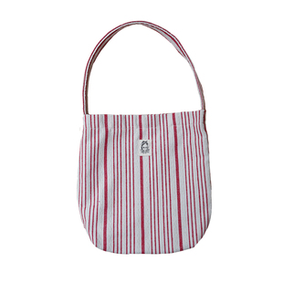 原创文艺森女布包小清新红色条纹编织帆布包单肩包女大学生上课包