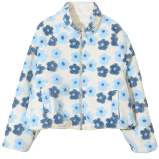 GESGOO冬季小个子羽绒服拼接羊羔毛2025新款立领白鸭绒保暖外套女