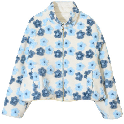 GESGOO时尚短款立领羊羔毛羽绒服