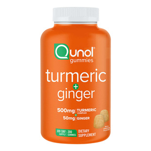 美国直邮 Qunol高浓度姜黄素软糖500mg中年成人进口解酒橙味200粒