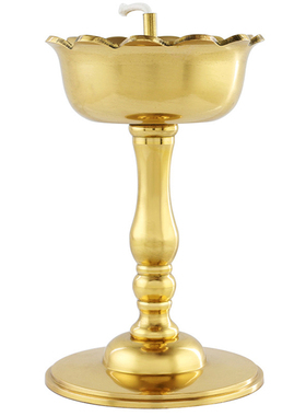 黄铜酥油灯座莲花添油寺庙家用长明灯小号铜油灯供佛油灯液体