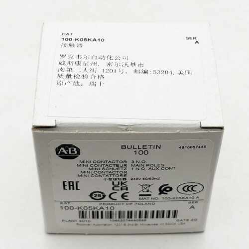 议价100-K05KA10微型接触器罗克韦尔Allen-Bradley全新100K05KA10