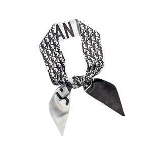 黑色字母小长条细窄丝巾女绑包手柄法式丝带扎头编发带头饰薄飘带