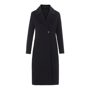 LANCY/朗姿2024冬新款羊毛羊绒中长毛呢大衣一粒扣气质修身外套女