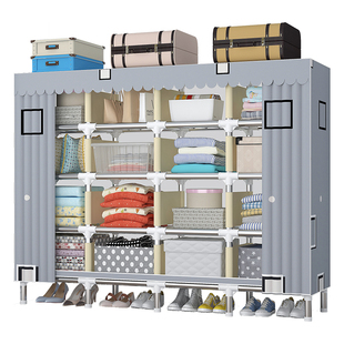 衣柜简易组装经济型出租房屋布艺衣橱衣柜家用卧室布钢管结实耐用