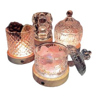 透明玻璃罐天然白水晶香薰扩香石御守盐聚宝盆吊坠消磁石摆件器皿