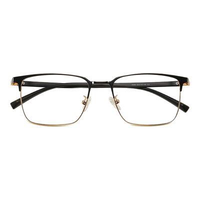 长方形黑金眼镜框男女可配近视
